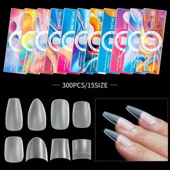 Подушечки для ногтей Wear Nail Ultra-Thin и Seamless Full Matte, без шлифовки, удлиненные накладные ногти 15 размера