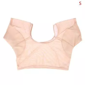 Подушечки для подмышек, жилет, впитывающие подушечки для дезодоранта, женская футболка, подушечки для пота, многоразовые моющиеся, прозрачные сетчатые ультратонкие S телесный