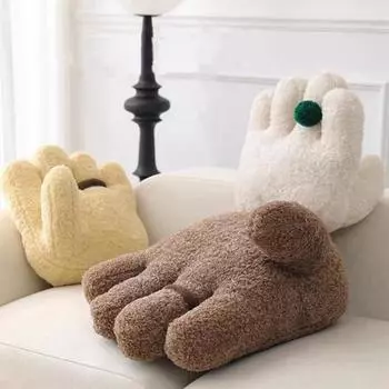 Подушка Alien Palm со съемным зеленым кольцом, забавная мягкая подушка ручной работы со скрытой молнией для креативного украшения дома S бежевый