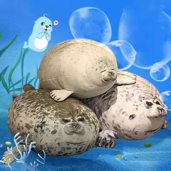 Подушка Angry Blob Seal Pubby 3D Novelty Sea Lion Doll Plush Stuffed Toy Baby Sleeping Throw Подушка Подарки Для Детей Девочек C1