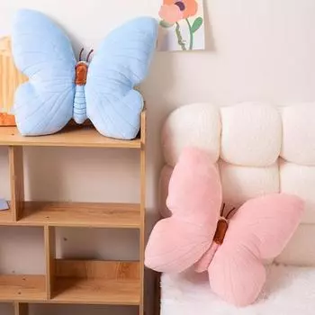 Подушка-бабочка, эластичная, полностью наполняющая, детская, плюшевая игрушка, праздничный декор для дома, украшение для дивана, кровати, дивана, офиса, подушка для сна, подушка для сиденья автомобиля синий