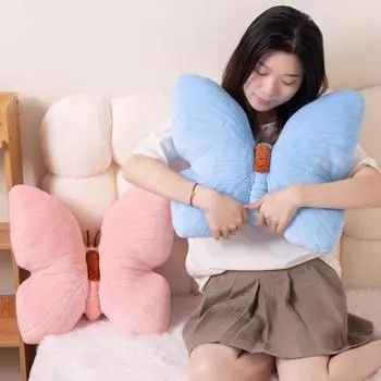 Подушка-бабочка эластичная полностью наполняющая детская плюшевая игрушка праздничный домашний декор синий