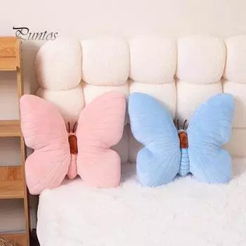 Подушка-бабочка, эластичная, полностью наполняющая, детская, плюшевая игрушка, праздничный декор для дома, украшение для дивана, кровати, дивана, офиса, подушка для сна, подушка для сиденья автомобиля синий