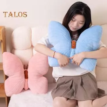 Подушка-бабочка, эластичная, полностью наполняющая, детская, плюшевая игрушка, праздничный декор для дома, украшение для дивана, кровати, дивана, офиса, подушка для сна, подушка для сиденья автомобиля синий