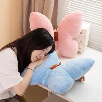 Подушка-бабочка, эластичная, полностью наполняющая, детская, плюшевая игрушка, праздничный декор для дома, украшение для дивана, кровати, дивана, офиса, подушка для сна, подушка для сиденья автомобиля синий