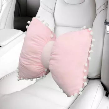 Подушка-бабочка для подголовника автомобиля, мягкая, удобная подушка для шеи и сиденья для спальни в помещении розовый