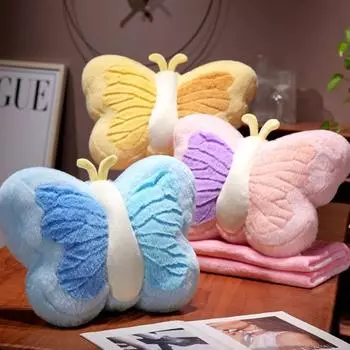 Подушка-бабочка со съемным чехлом, эластичная, полностью наполняющая, контрастного цвета, плюшевая игрушка, диван, кровать, украшение для дивана, праздничная подушка для сна в офисе синий