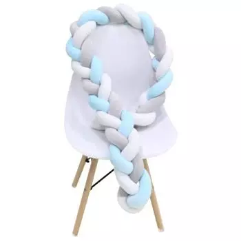 Подушка-бампер для кроватки новорожденного, плетеная плюшевая подушка для детской колыбели, декор серый/белый