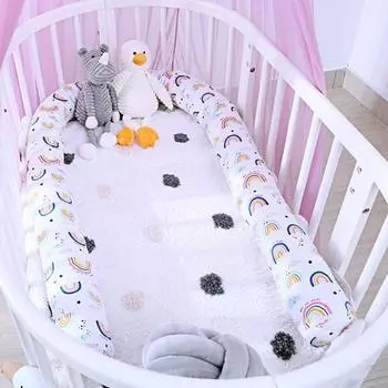 Подушка-бампер, моющаяся, защитная обстановка, аксессуары для детской кровати, полезная, удлиненная для комнаты синий