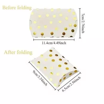 Подушка бумажная коробка крафт-бумага упаковка конфет коробка бронзовая полоса горошек DIY ювелирные изделия свадьба вечеринка рождественский подарок упаковка 50PCS