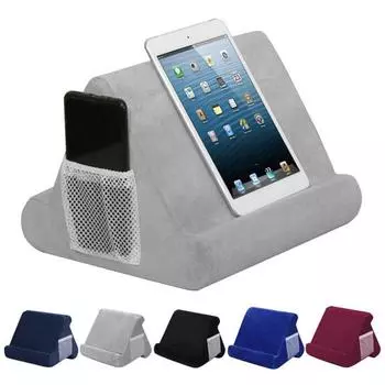 Подушка-держатель для планшета с боковым сетчатым карманом, переносной дорожный офисный стол, кровать, многоугольная подушка для планшета, мягкая подставка для мобильного телефона синий