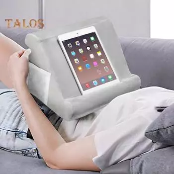 Подушка-держатель для планшета с боковым сетчатым карманом, переносной дорожный офисный стол, кровать, многоугольная подушка для планшета, мягкая подставка для мобильного телефона серый