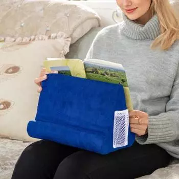 Подушка-держатель для планшета с боковым сетчатым карманом, переносной дорожный офисный стол, кровать, многоугольная подушка для планшета, мягкая подставка для мобильного телефона чёрный