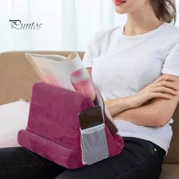 Подушка-держатель для планшета с боковым сетчатым карманом, переносной дорожный офисный стол, кровать, многоугольная подушка для планшета, мягкая подставка для мобильного телефона синий