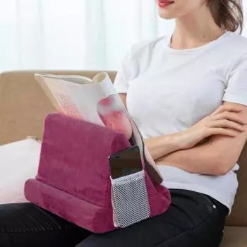 Подушка-держатель для планшета Yousheng с боковым сетчатым карманом, портативный дорожный офисный стол, кровать, многоугольная подушка для планшета, мягкая подставка для мобильного телефона синий