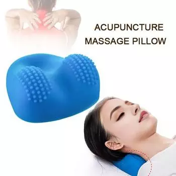 Подушка для акупунктурного массажа, подушка для облегчения затылочной невралгии, ледяная тепловая терапия, массажный инструмент для субокципитального высвобождения, краниосакральная боль, мигрень синий