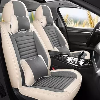 Подушка для автомобильного сиденья All Seasons Linen Art - дышащая, полностью закрытая, универсальный чехол Single Seat