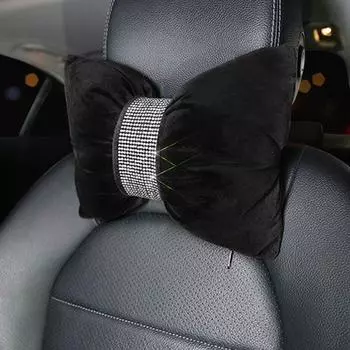 Подушка для автомобильного сиденья Bling Diamond Crystal Bowknot со стразами, аксессуары для автомобильного подголовника с поддержкой шеи, аксессуары для салона автомобиля для женщин