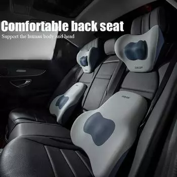 Подушка для автомобильного сиденья, регулируемая подушка для шеи, подушка для поясницы, дышащая пена с эффектом памяти, подушка с медленным отскоком, универсальная подушка для поясницы