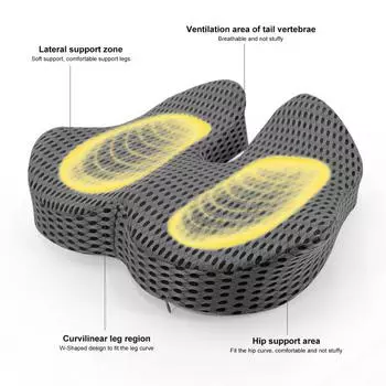 Подушка для автомобильного сиденья с эффектом памяти, толстая эластичная, медленно отскакивающая, с хорошей воздухопроницаемостью, сотовая набивка и сетчатый чехол для путешествий на поезде, улучшающая обзор для вождения
