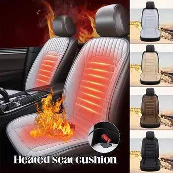 Подушка для автомобильного сиденья с подогревом 12 В, зимняя, плюшевая, теплая, нескользящая, дышащая, универсальная, с подогревом переднего сиденья автомобиля, комплект электрических грелок