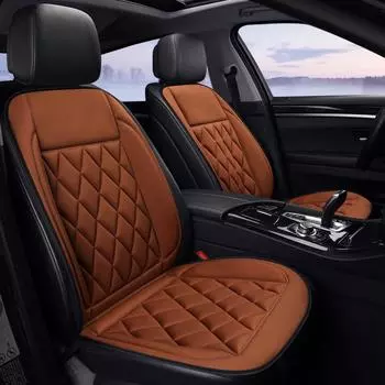Подушка для автомобильного сиденья с подогревом для зимы, одно-/двуспальное сиденье, электрический подогрев, плюшевый материал, 12 В/24 В, обеспечивает тепло и комфорт. Leaflet чёрный
