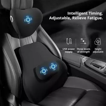 Подушка для автомобиля электрическая массажная подушка массажер для шеи и талии вибрационная массажная подушка защищает талию снимает усталость чёрный