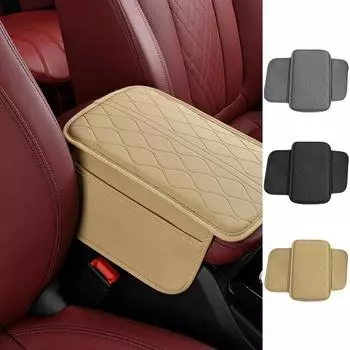 Подушка для центральной консоли автомобиля, подушка для локтя, чехол из искусственной кожи для центральной консоли, устойчивый к царапинам, противоскользящий чехол для подлокотника, накладка для автомобиля чёрный