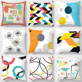 Подушка для дивана, автомобильная подушка, подушка для сна во время обеденного перерыва для студентов, наволочка с красочным геометрическим узором, украшение дома 40x40cm