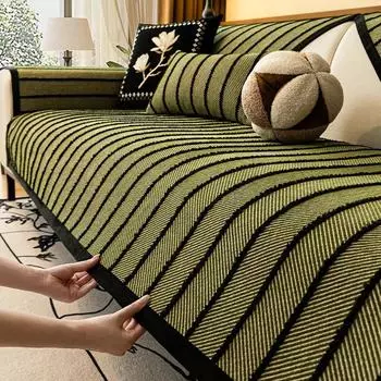 Подушка для дивана Black Lines, универсальная подушка для сиденья на все времена года, роскошный современный верх, нескользящий кожаный чехол для дивана, полотенце для спинки 70x70cm 1pcs