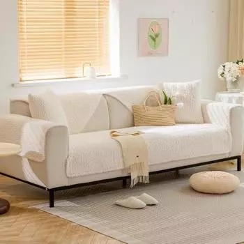 Подушка для дивана Caterpillar, зимняя нескользящая утолщенная подушка, плюшевый кожаный чехол для дивана 45*45 белый