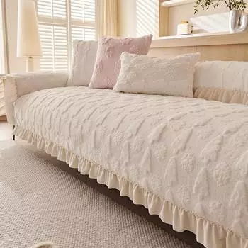 Подушка для дивана Cream Wind Rabbit Plush, осенне-зимняя утолщенная кожаная подушка для дивана, новая нескользящая цельная ткань для дивана 70x70cm 1pcs