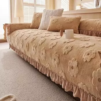 Подушка для дивана Cream Wind Rabbit Plush, осенне-зимняя утолщенная кожаная подушка для дивана, новая нескользящая цельная ткань для дивана 70x70