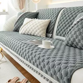 Подушка для дивана Crystal Velvet, осенне-зимний нескользящий чехол для дивана, плюшевая подушка для дивана в форме шара с кисточками, чехол для дивана в форме сердца 70x70