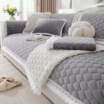 Подушка для дивана Crystal Velvet, осенне-зимний нескользящий чехол для дивана, плюшевая подушка для дивана в форме шара с кисточками, чехол для дивана в форме сердца 70x70