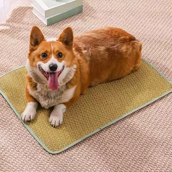 Подушка для дивана для питомцев на лето, напольная подушка для собак, подушка для кошек со льдом, весенне-летняя прохладная подушка для кошек, подушка для сна из ледяного шелка M оранжевый