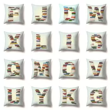 Подушка для дивана для спальни, гостиной, наволочка для библиотеки, креативная наволочка с английским алфавитом 40x40cm