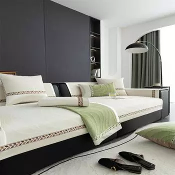 Подушка для дивана Four Seasons Universal New Entry Light Luxury Non-Slip High Feel Leather Sofa Cover Fabric 70x70cm