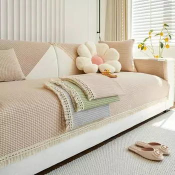 Подушка для дивана Four Seasons Универсальная нескользящая ткань Льняная грубая ткань Современный простой чехол Чехол для спинки Подушка для полотенца 70*70cm