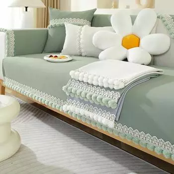 Подушка для дивана Four Seasons Универсальная меховая подушечка из кружева синели Нескользящие подушки для сидений в гостиной Высококачественный чехол на спинку дивана Полотенце 70*70cm