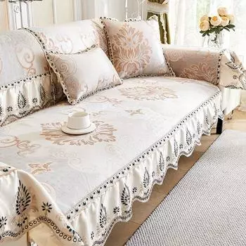 Подушка для дивана Ice Silk, летняя противоскользящая подушка в европейском стиле, все включено, чехол для дивана, классный коврик, подходит для всех сезонов 60x60cm коричневый