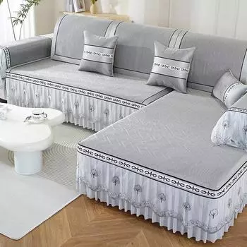 Подушка для дивана Ice Silk, летняя расширенная юбка, стиль принцессы, чехол для дивана для молодежи, ткань для чехла на диван 76*70