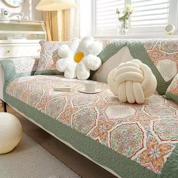 Подушка для дивана из американского хлопка, нескользящая ткань, деревенский маленький свежий чехол для дивана, полотенце, Four Seasons General Sofa Sitting Pillow case темно-зеленого