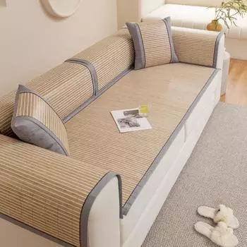 Подушка для дивана из бамбукового коврика, летний шелковый коврик, нескользящий кожаный чехол для дивана, летний стиль, ледяная подушка, охлаждающая подушка 60*60