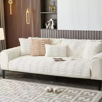 Подушка для дивана из бархата кролика, зимняя утолщенная плюшевая подушка, противоскользящий кожаный чехол для дивана, осенне-зимний новый чехол 70*70cm