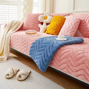 Подушка для дивана из бархата, зимний плюшевый нескользящий чехол для сиденья, легкий роскошный кожаный диван, специальная ткань для чехла 70*70cm