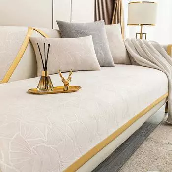 Подушка для дивана из бархатной ткани с изображением листьев гинкго, жаккардовая нескользящая современная наволочка для дивана в гостиную, теплая однотонная ткань для диванной подушки 70x70cm 1pcs