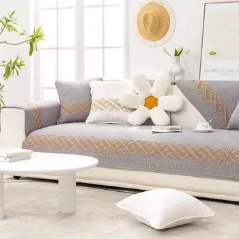 Подушка для дивана из чистого хлопка для всех сезонов, полностью хлопковый противоскользящий и простой кожаный чехол для дивана, чехол для полотенца, подушка для сиденья в китайском стиле 70*70cm