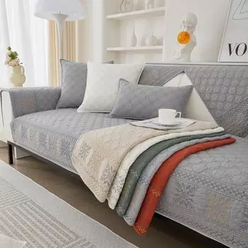 Подушка для дивана из чистого хлопка Four Seasons Simple Fabric Cotton Cushions Modern Universal Cover Fabric Backrest Non-Slip Sofa Cover Towel 70*70cm