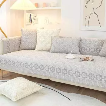 Подушка для дивана из чистого хлопка на все времена года, простая нескользящая подушка из хлопчатобумажной ткани, летний чехол для дивана и тканевое полотенце. 70*70cm